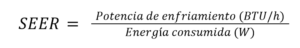 Formula del Radio de eficiencia energética estacional