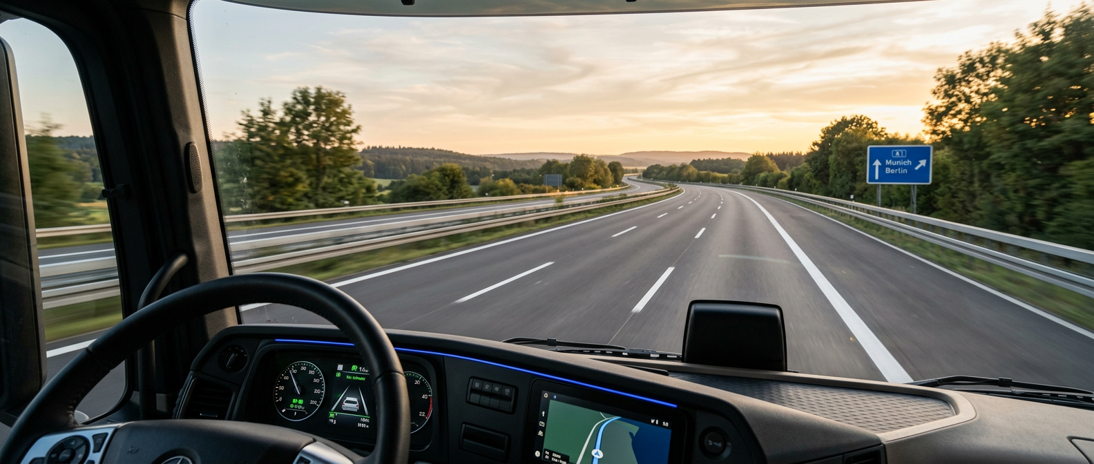 Vista desde la DashCam frontal con sistema ADAS en carretera
