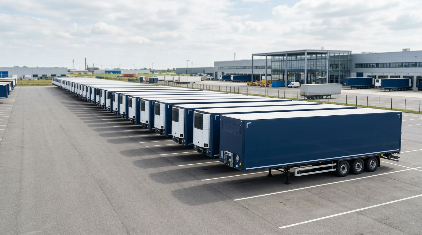 Semirremolques estacionados en explanada logistica