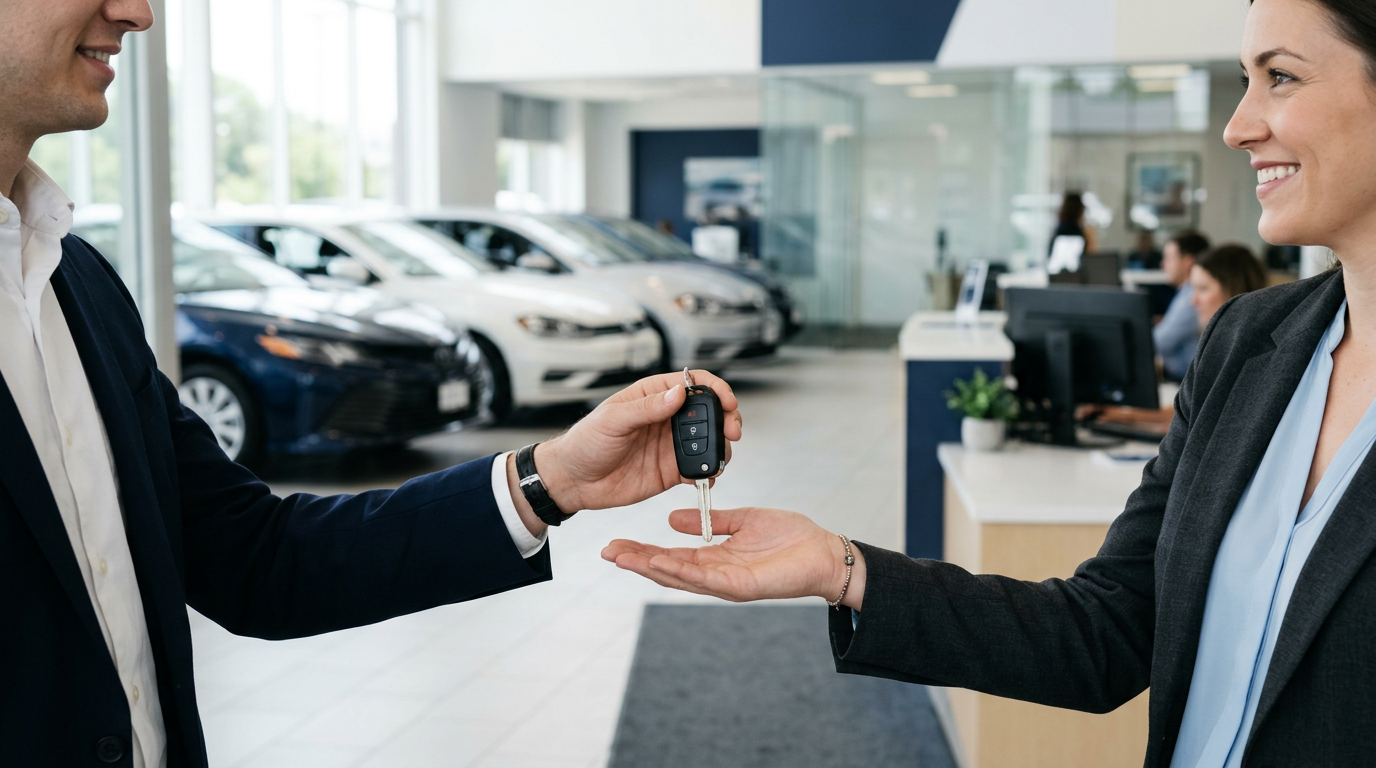 Entrega de llave de coche de alquiler