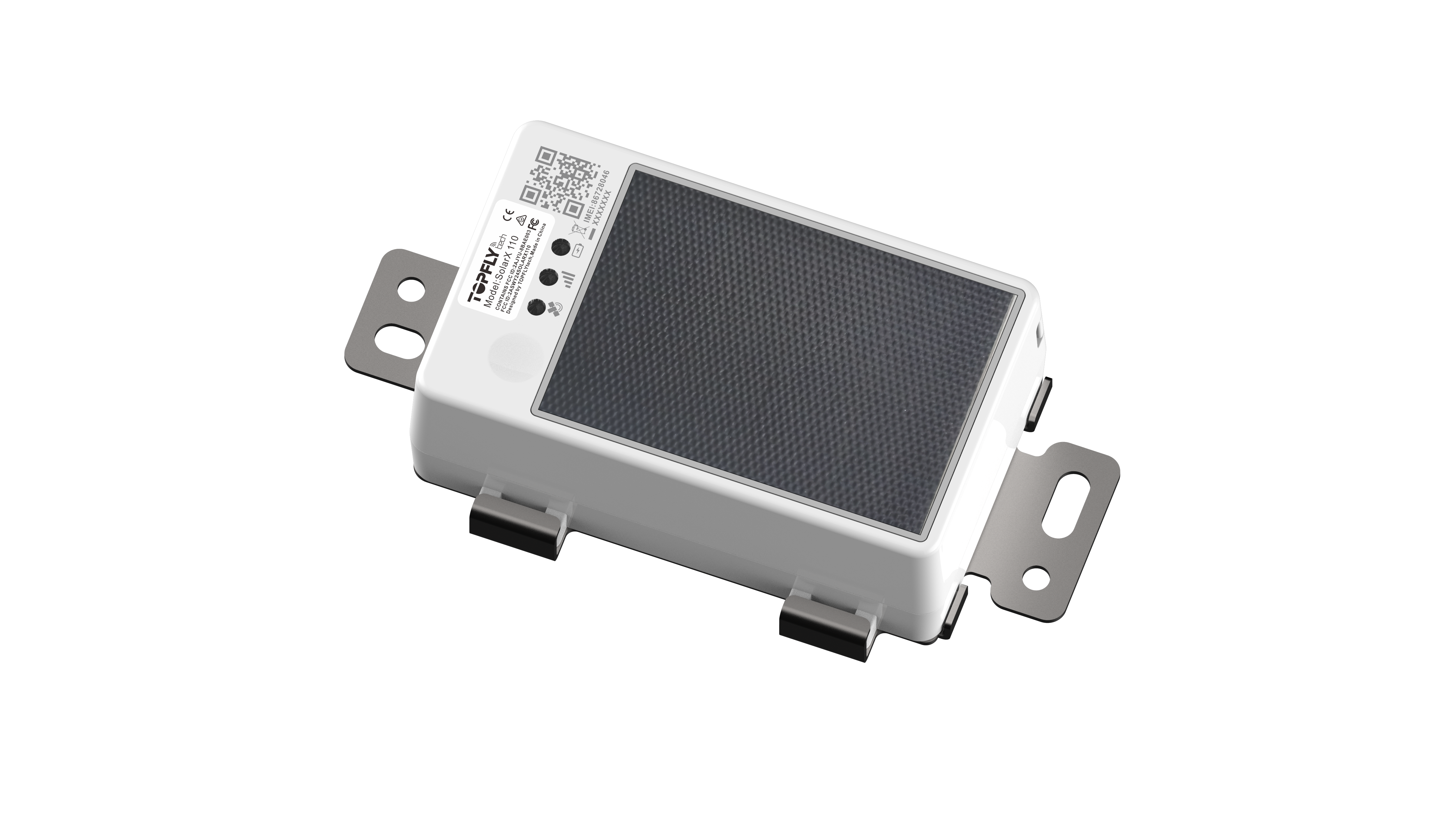 Tracker GPS solar SolarX 110 TopFlytech con bracket de instalación