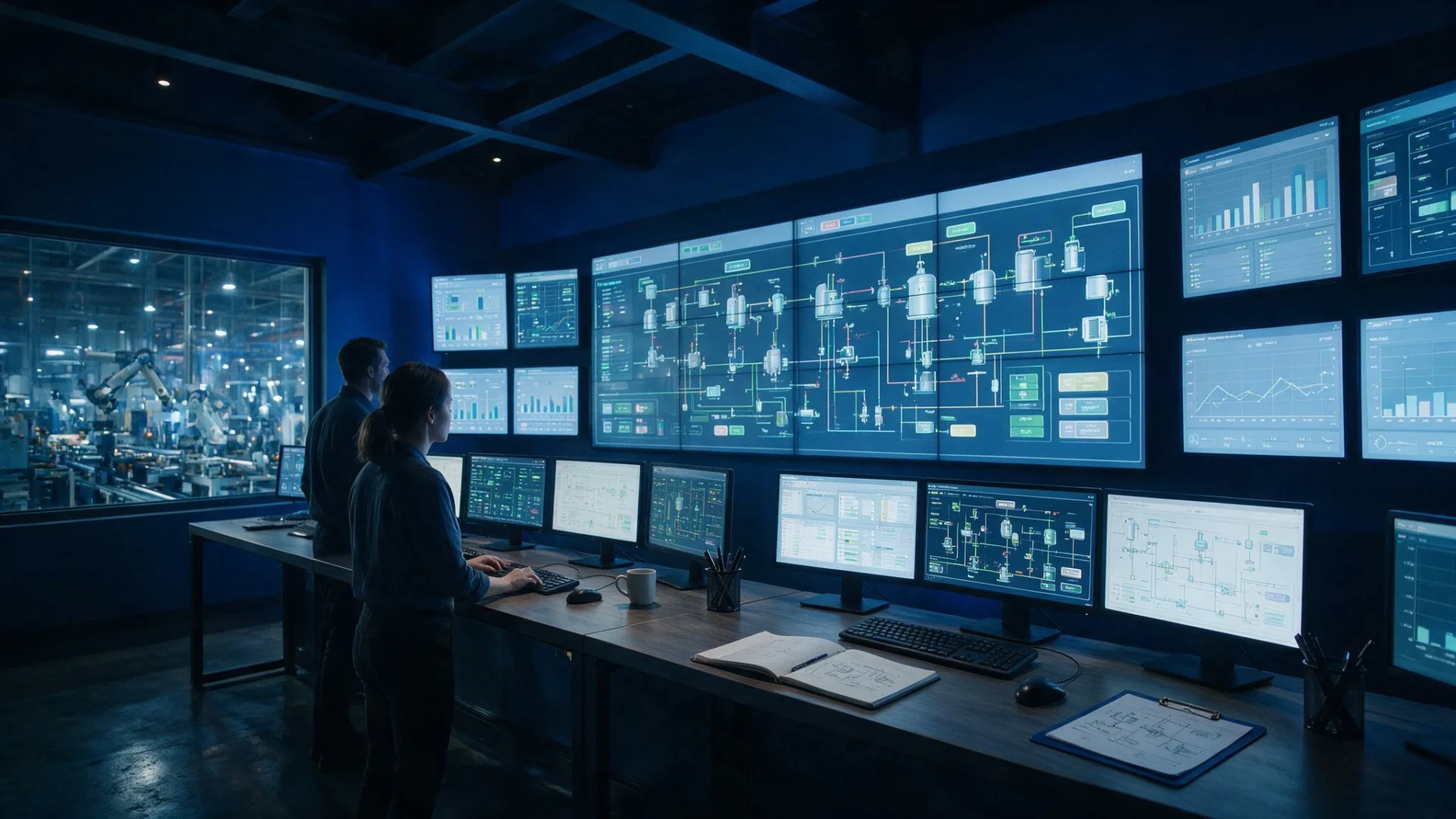 Sala de control con optimización de procesos