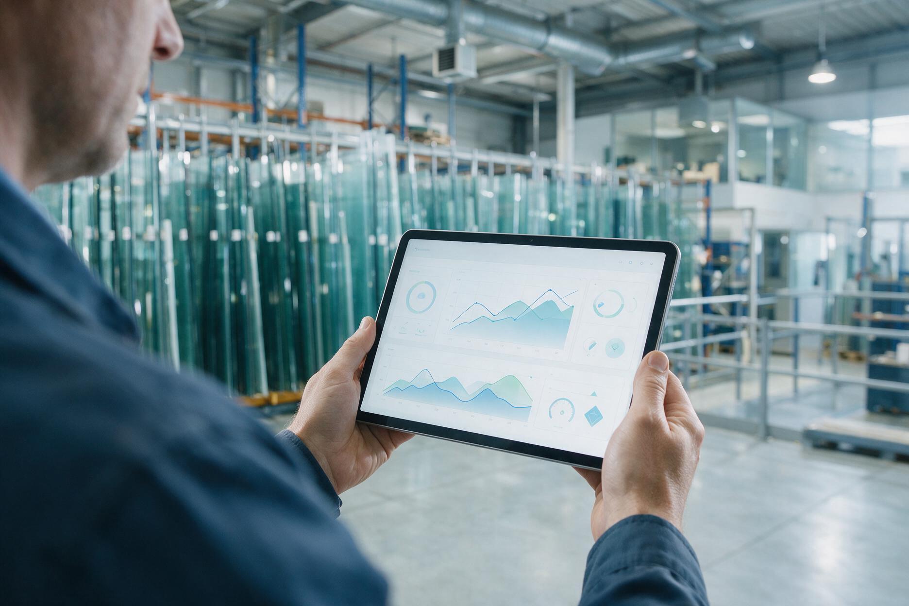 Responsable de planta consultando el panel ambiental en una tablet