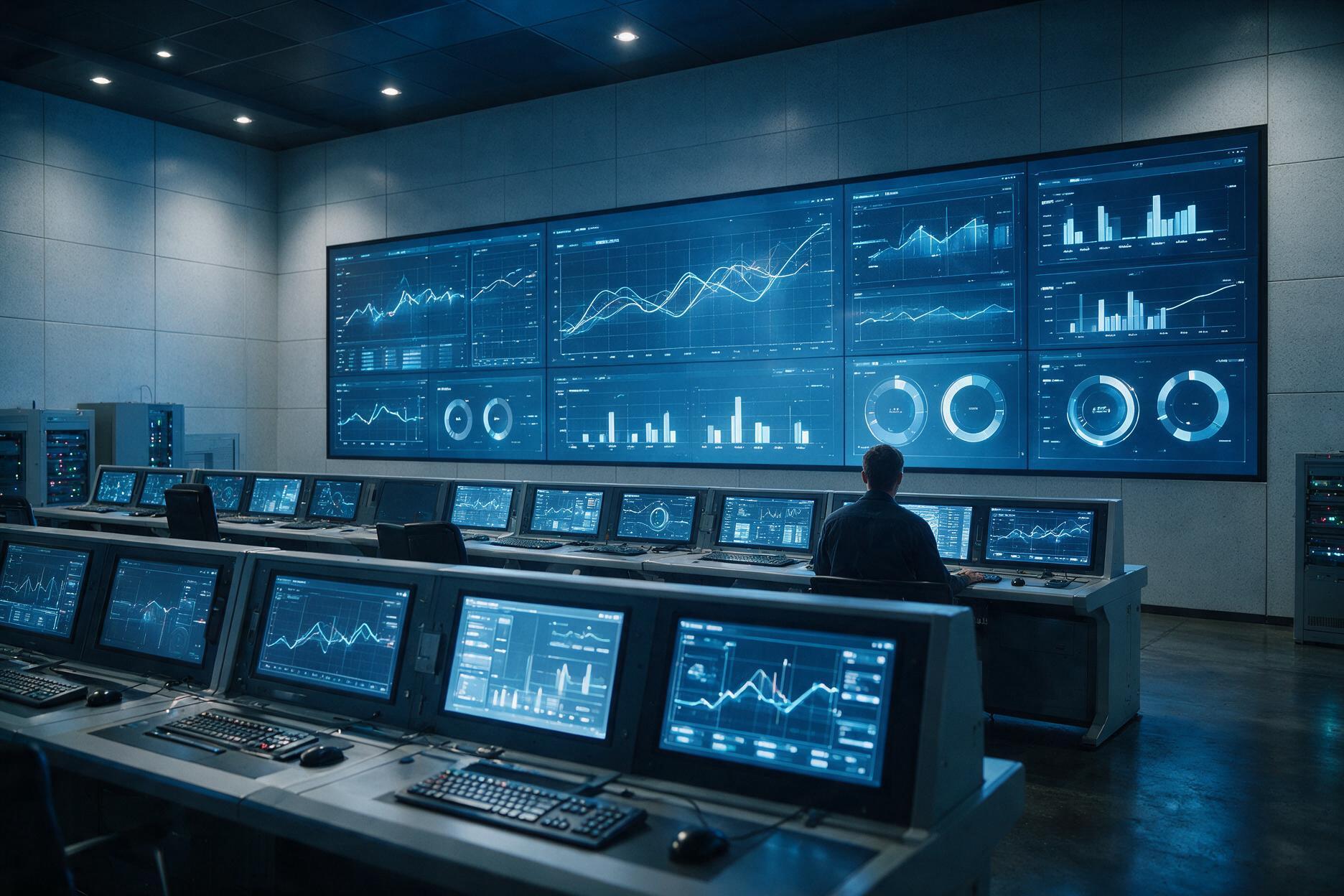Sala de control con análisis de consumo energético