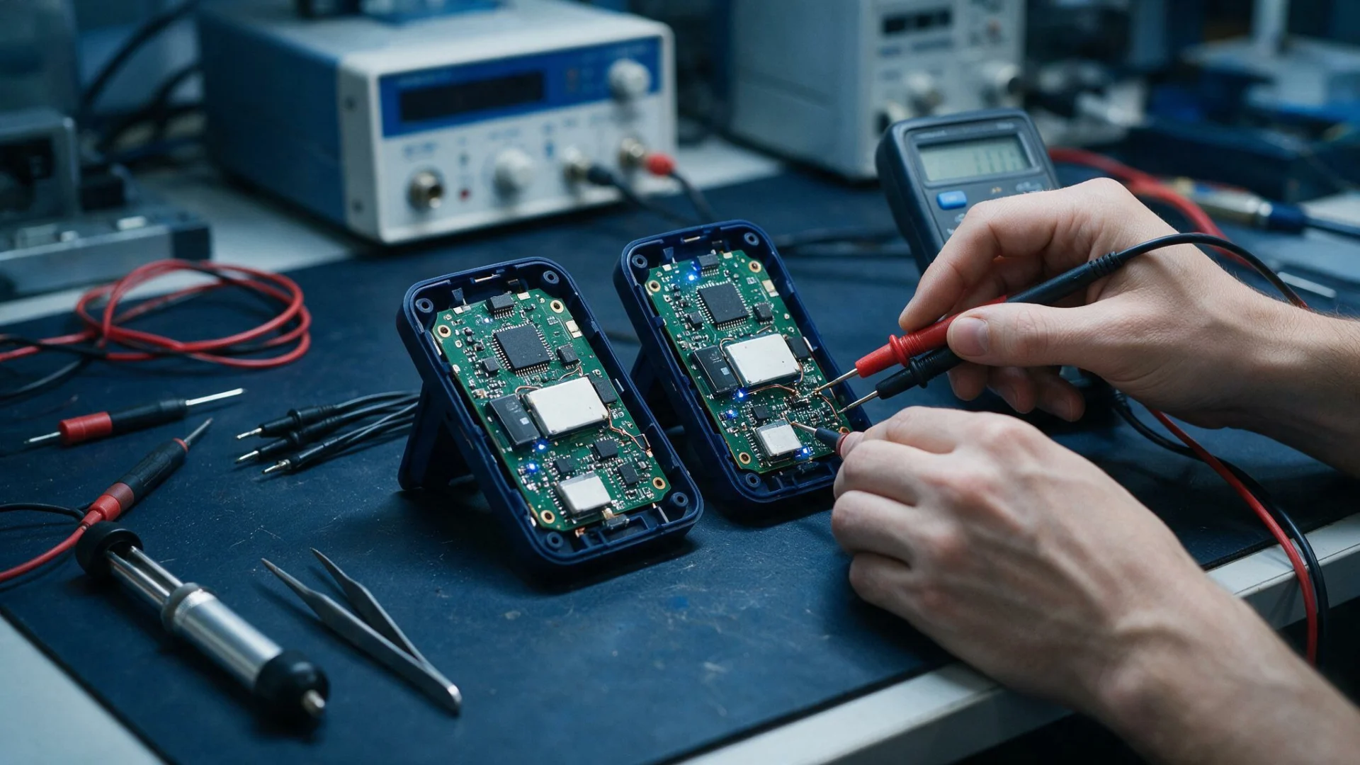 Laboratorio de Anukys: dispositivos de geolocalización en el banco de pruebas durante su integración