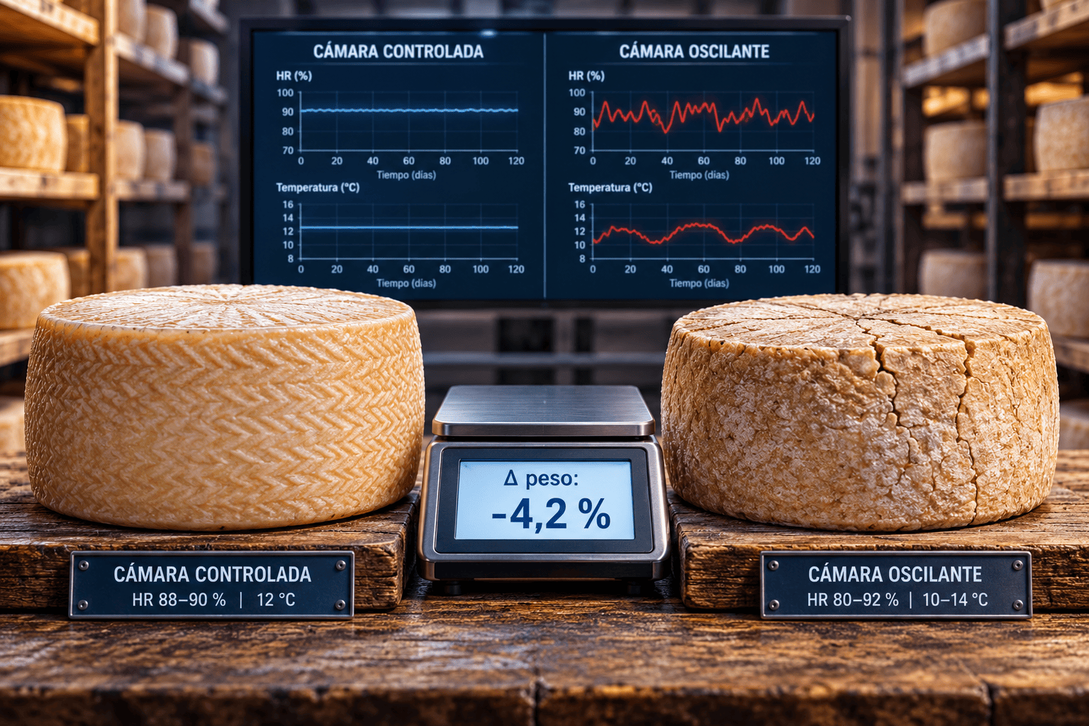 Comparativa de condiciones de maduración de distintos tipos de queso