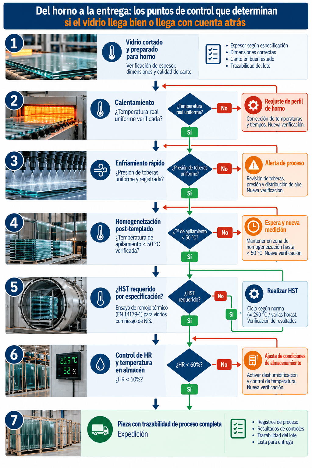 Control del proceso térmico de templado del vidrio