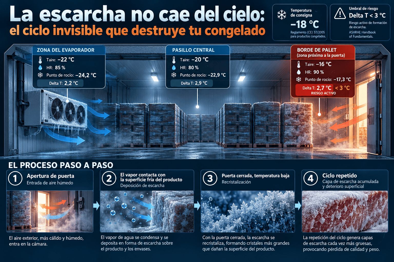 El ciclo invisible de la escarcha en productos congelados y su relación con el Delta T